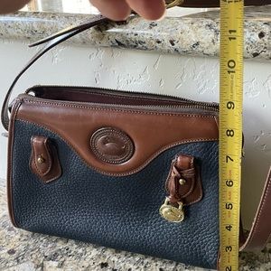 Dooney & Bourke, Navy Pebble Leather, dark chocolate trim with matching wallet.